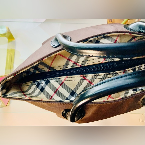 “HOST PICK” BURBERRYSs Nova Check Blue Label Tote Bag Nylon Brown Auth - Picture 11 of 11